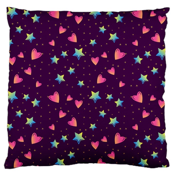 Colorful Stars Hearts Seamless Vector Pattern Standard Premium Plush Fleece Cushion Case (Two Sides)