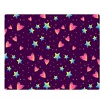 Colorful Stars Hearts Seamless Vector Pattern Two Sides Premium Plush Fleece Blanket (Large) 80 x60  Blanket Front