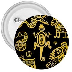 Mexican Culture Golden Tribal Icons 3  Buttons by Apen