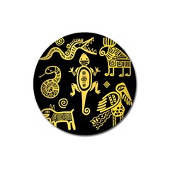 Mexican Culture Golden Tribal Icons Magnet 3  (round) by Apen