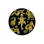 Mexican Culture Golden Tribal Icons Magnet 3  (Round) Front