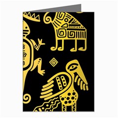 Mexican Culture Golden Tribal Icons Greeting Cards (pkg Of 8) by Apen