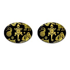 Mexican Culture Golden Tribal Icons Cufflinks (oval) by Apen