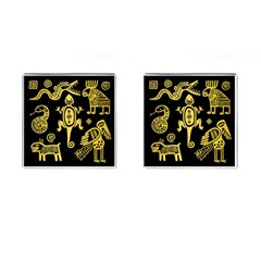 Mexican Culture Golden Tribal Icons Cufflinks (square) by Apen