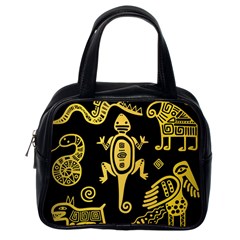 Mexican Culture Golden Tribal Icons Classic Handbag (one Side) by Apen