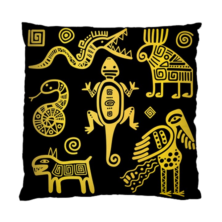 Mexican Culture Golden Tribal Icons Standard Cushion Case (Two Sides)