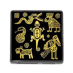 Mexican Culture Golden Tribal Icons Memory Card Reader (square 5 Slot) by Apen