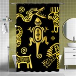 Mexican Culture Golden Tribal Icons Shower Curtain 48  x 72  (Small)  Curtain(48  X 72 )