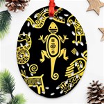 Mexican Culture Golden Tribal Icons Ornament (Oval Filigree) Front