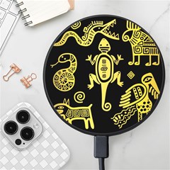 Mexican Culture Golden Tribal Icons Wireless Fast Charger(black) by Apen