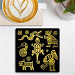 Mexican Culture Golden Tribal Icons UV Print Square Tile Coaster  Front