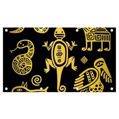 Mexican Culture Golden Tribal Icons Banner And Sign 7  X 4  by Apen