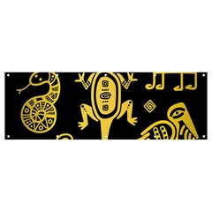 Mexican Culture Golden Tribal Icons Banner And Sign 12  X 4  by Apen