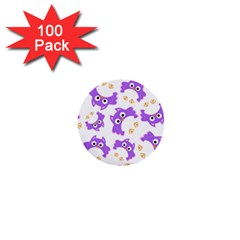 Purple Owl Pattern Background 1  Mini Buttons (100 Pack) 