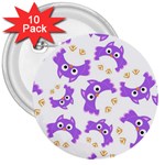 Purple Owl Pattern Background 3  Buttons (10 pack)  Front