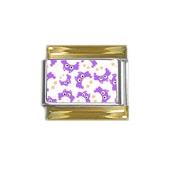 Purple Owl Pattern Background Gold Trim Italian Charm (9mm) by Apen