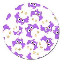 Purple Owl Pattern Background Magnet 5  (round) by Apen