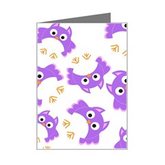 Purple Owl Pattern Background Mini Greeting Card by Apen