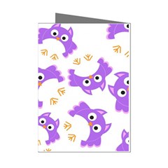 Purple Owl Pattern Background Mini Greeting Cards (pkg Of 8) by Apen