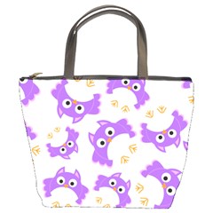 Purple Owl Pattern Background Bucket Bag by Apen