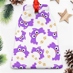 Purple Owl Pattern Background Bell Ornament (two Sides) by Apen