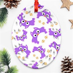 Purple Owl Pattern Background Oval Filigree Ornament (two Sides) by Apen