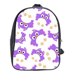 Purple Owl Pattern Background School Bag (xl)