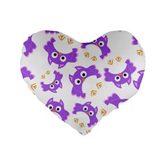 Purple Owl Pattern Background Standard 16  Premium Heart Shape Cushions by Apen