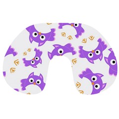 Purple Owl Pattern Background Travel Neck Pillow by Apen