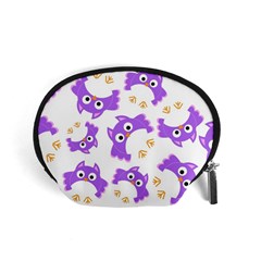 Purple Owl Pattern Background Accessory Pouch (small) by Apen