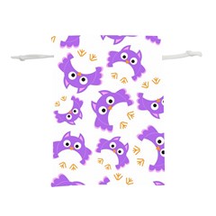 Purple Owl Pattern Background Lightweight Drawstring Pouch (s) by Apen