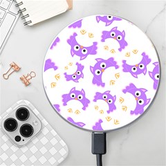 Purple Owl Pattern Background Wireless Fast Charger(white) by Apen