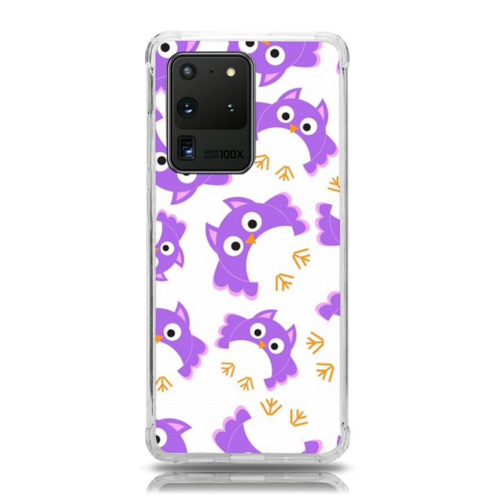 Purple Owl Pattern Background Samsung Galaxy S20 Ultra 6.9 Inch TPU UV Case