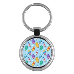 Cute Kawaii Ice Cream Seamless Pattern Key Chain (round) by Apen