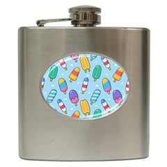 Cute Kawaii Ice Cream Seamless Pattern Hip Flask (6 Oz) by Apen