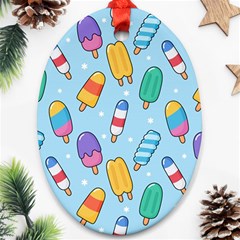 Cute Kawaii Ice Cream Seamless Pattern Oval Ornament (two Sides) by Apen