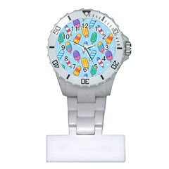 Cute Kawaii Ice Cream Seamless Pattern Plastic Nurses Watch by Apen