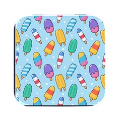 Cute Kawaii Ice Cream Seamless Pattern Square Metal Box (black) by Apen