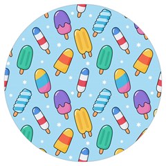 Cute Kawaii Ice Cream Seamless Pattern Round Trivet by Apen