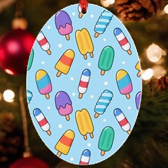 Cute Kawaii Ice Cream Seamless Pattern Uv Print Acrylic Ornament Oval by Apen