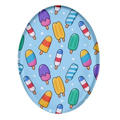 Cute Kawaii Ice Cream Seamless Pattern Oval Glass Fridge Magnet (4 Pack) by Apen