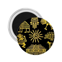 Maya Style Gold Linear Totem Icons 2 25  Magnets by Apen