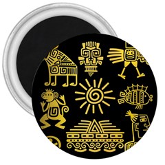 Maya Style Gold Linear Totem Icons 3  Magnets by Apen