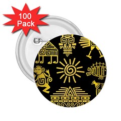 Maya Style Gold Linear Totem Icons 2 25  Buttons (100 Pack)  by Apen