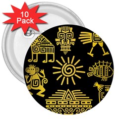 Maya Style Gold Linear Totem Icons 3  Buttons (10 Pack)  by Apen