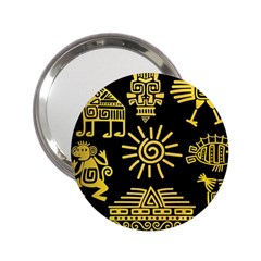 Maya Style Gold Linear Totem Icons 2 25  Handbag Mirrors by Apen