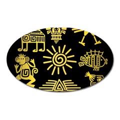 Maya Style Gold Linear Totem Icons Oval Magnet by Apen