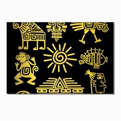 Maya Style Gold Linear Totem Icons Postcards 5  X 7  (pkg Of 10) by Apen