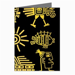 Maya Style Gold Linear Totem Icons Greeting Cards (pkg Of 8) by Apen