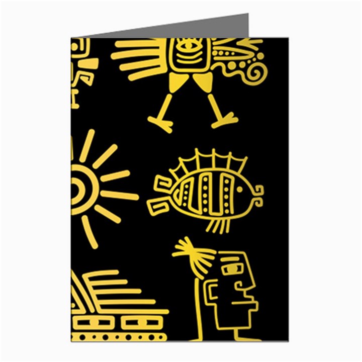 Maya Style Gold Linear Totem Icons Greeting Cards (Pkg of 8)